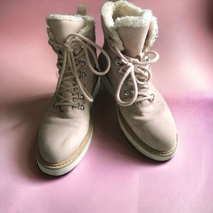 ALDO Soft Pink Fur Lined Lace Up Women’s Booties